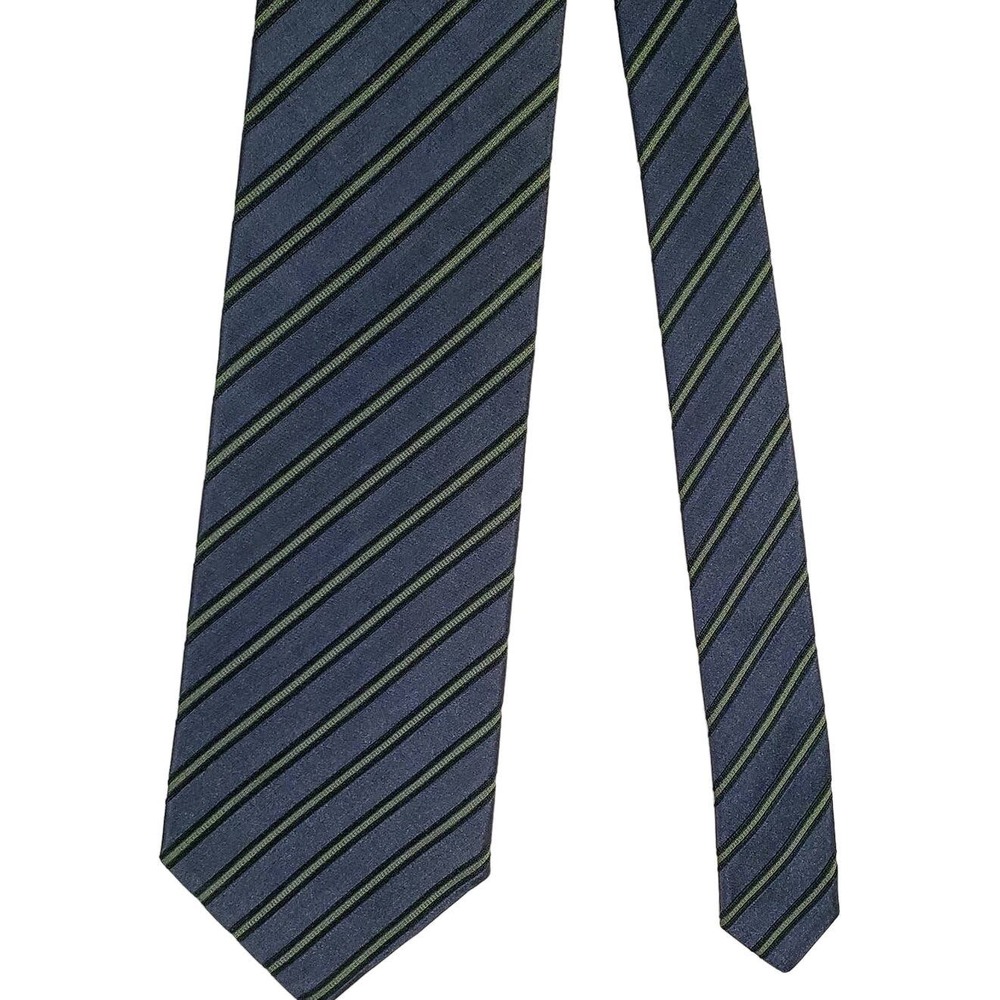 VALENTINO Silk Traditional Tie Blue Green Stripes Italy